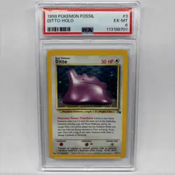 1999 Pokemon Fossil Ditto 3/62 Holo PSA 6 - Image 1