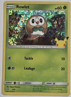 Rowlet 7/25 Holo Promo McDonald's 25th Anniversary 2021 Pokemon - Image 1