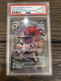 2026 POKEMON ASCENDED HEROES SPECIAL ILLUSTRATION RARE N'S ZOROARK EX PSA 10 - Image 1