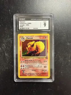 CGC 9 Pokemon TCG Flareon Jungle 3/64 Holo Unlimited Holo Rare 1999 - Image 1
