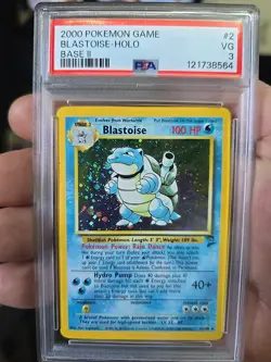 Pokemon TCG Blastoise Holo Rare Card 2/130 2000 Base Set PSA 3 - Image 1