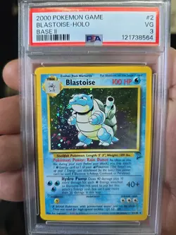 Pokemon TCG Blastoise Holo Rare Card 2/130 2000 Base Set PSA 3 - Image 2