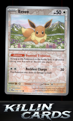 Reverse Holofoil Eevee 074/131 Pokemon Common SV: Prismatic Evolutions Card NM - Image 1