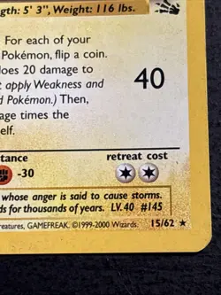 Zapdos 15/62 Pokemon TCG Fossil Cosmos Holo Foil Rare Card LP - Image 4