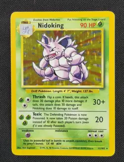 Nidoking 11/102 Base Set Unlimited Holo Rare Pokemon Card - Image 1