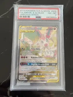 2019 Pokemon SM Gardevoir & Sylveon GX 205/214 Unbroken Bonds PSA 8 NM-MT - Image 1