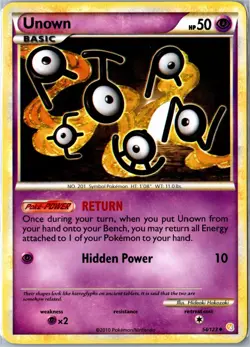 Pokemon Card - Unown 54/123 HeartGold & SoulSilver Uncommon Lightly Played - Image 1