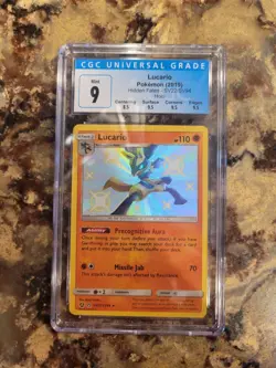 2019 Pokemon Sun & Moon Hidden Fates Shiny Vault SV22 Lucario Holo CGC 9 NM - Image 1