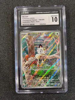 Meowth 106/094, Illustration Rare, Pokemon Phantasmal Flames, CGC 10 Gem Mint - Image 1