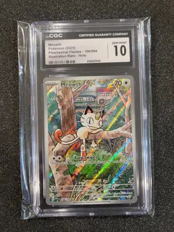 Meowth 106/094, Illustration Rare, Pokemon Phantasmal Flames, CGC 10 Gem Mint - Image 3