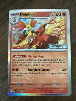 Pokemon Delphox 074 Me: Mega Evolution Stamped Chaos Rising Promo Holo - Image 1
