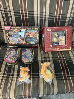 Pokemon Charizard ex Super Prem Coll., Special Coll., Mega X/Y Tin, & Plushies! - Image 1