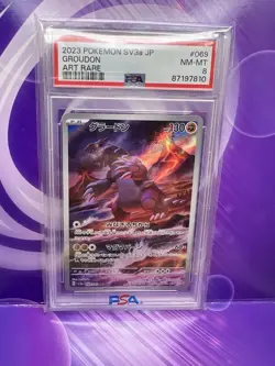 Pokemon Groudon Card AR 069/062 SV3a Raging Surf Japanese Edition (PSA 8) - Image 1