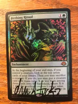 Magic the Gathering MTG foil Birthing Ritual Modern Horizons 3 signed NM - Image 1