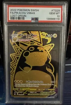 2022 POKEMON SWORD & SHIELD LOST ORIGIN #TG29 FULL ART/PIKACHU VMAX PSA 10 - Image 1