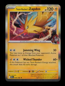 HOLO TEAM ROCKET'S ZAPDOS RARE 070/182 NM POKEMON - Image 1