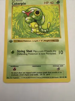 1999 Pokemon Base Set Caterpie #45/102 1st Edition Shadowless LP - Image 3