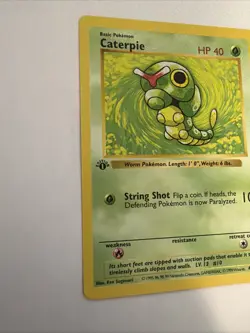 1999 Pokemon Base Set Caterpie #45/102 1st Edition Shadowless LP - Image 4