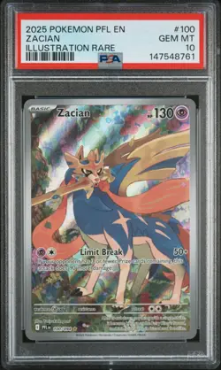 2025 POKEMON PFL EN-PHANTASMAL FLAMES ILLUSTRATION RARE #100 ZACIAN PSA 10 - Image 1