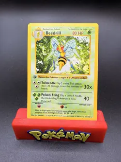 1999 Pokemon TCG Base 1st Edition Shadowless Beedrill #17/102 EX-NM - Image 1