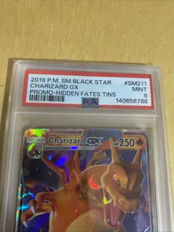 2019 Pokemon SM Hidden Fates Tin Charizard GX Black Star Promo SM211 PSA 9 MINT - Image 2