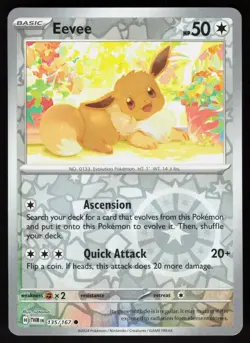 Eevee 135/167 Common Twilight Masquerade Pokemon Reverse Holo Near Mint - Image 1