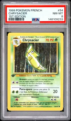 1999 POKEMON FRENCH 1ST EDITION #54 CHRYSACIER PSA 8 - Image 1