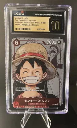 Monkey D Luffy P-001 Alt Art One Piece 25th Anniversary Edition CGC 10 JP - Image 1