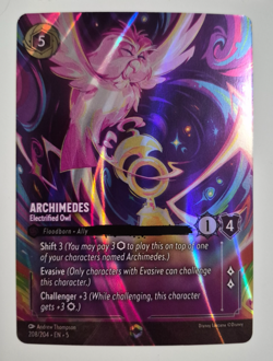 Disney Lorcana Enchanted Shimmering Skies Archimedes Electrified Owl NM Rare - Image 2
