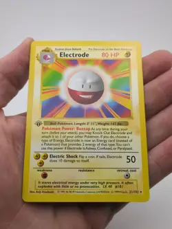 Pokemon Card Rare 1st Edition Shadowless Electrode 21/102 Base Set - Image 1