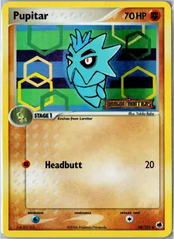 Pokemon Card - Pupitar 58/101 Dragon Frontiers 2006 Common Reverse Holo MP - Image 1