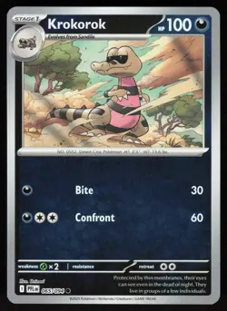 Krokorok 065/094 Common Phantasmal Flames Pokemon Reverse Holo Near Mint - Image 1
