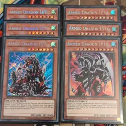 3 x Armed Dragon Lv7 SGX1-ENC08 & Lv10 SGX3-ENI27 Yugioh Mint Secret Playsets - Image 1