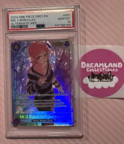 2024 One Piece EB01 EN Mr. 2 Bon Clay Alternate Art PSA 10 - Image 1