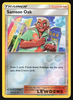 Samson Oak - 185/214 - Reverse Holo Uncommon - Unbroken Bonds - Pokemon Card - Image 1