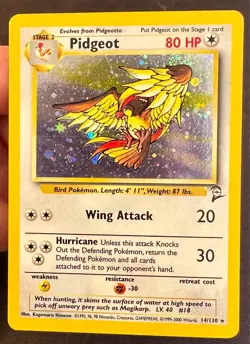 Pidgeot SWIRL! 14/130 Base Set 2 Pokemon Card TCG Vintage WOTC Holo Rare Lp/Vlp - Image 2