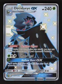 Decidueye GX SV47/SV94 Pokemon Hidden Fates Holo Full Art Card - Image 1
