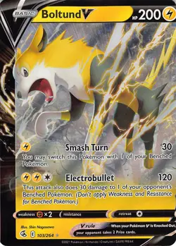 (MISCUT) Boltund V 103/264 Holo V Rare Fusion Strike Pokemon Lightly Played - Image 1