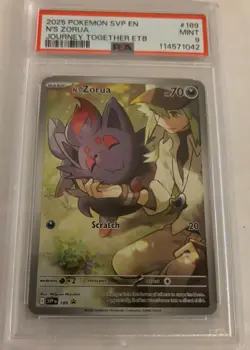 2025 POKEMON SVP EN-SV JOURNEY TOGETHER ETB PROMO #189 N'S ZORUA PSA 9 - Image 1