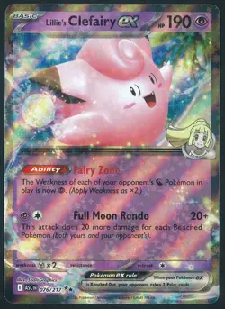 Lillie's Clefairy EX 076/217 Double Rare Pokemon Ascended Heroes Near Mint - Image 1