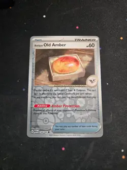 Antique Old Amber 154/165 Common 151 Pokemon Reverse Holo NM - Image 1