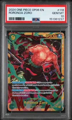 2024 ONE PIECE OP06-WINGS OF THE CAPTAIN #118 RORONOA ZORO PSA 10 - Image 1