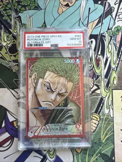 PSA 10 - ONE PIECE TCG ENGLISH- RORONOA ZORO ALT ART LEADER - (OP01-001 L) - Image 1