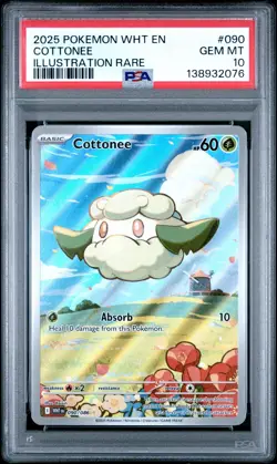 2025 POKEMON WHT EN-WHITE FLARE ILLUSTRATION RARE #090 COTTONEE PSA 10 - Image 1