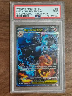 2025 POKEMON PHANTASMAL FLAMES ILLUSTRATION RARE #125 MEGA CHARIZARD X EX PSA 9 - Image 1