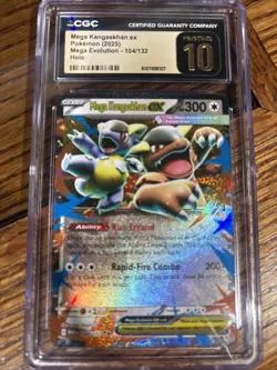 CGC PRISTINE 10 Mega Kangaskhan ex 104/132 Mega Evolution Holo Pokemon TCG 2025 - Image 1