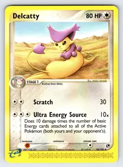 Delcatty 34/100 EX Sandstorm Pokemon Card Nintendo e-Series Uncommon - Lp/Vlp - Image 1