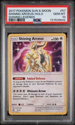 2017 POKEMON SUN & MOON SHINING LEGENDS #57 SHINING ARCEUS-HOLO PSA 10 - Image 1