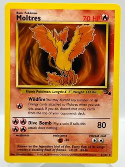 Moltres 27/62 Fossil Unlimited Non Holo Rare WotC 1999 Vintage Pokemon TCG Card - Image 1