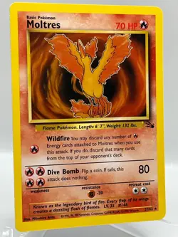 Moltres 27/62 Fossil Unlimited Non Holo Rare WotC 1999 Vintage Pokemon TCG Card - Image 2